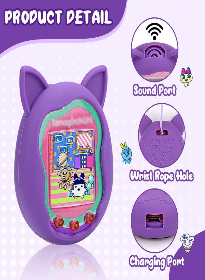 Winceed Case for Tamagotchi Uni, Silicone Cover for Tamagotchi Uni Protector Skin with Lanyard (Purple) - Image 3